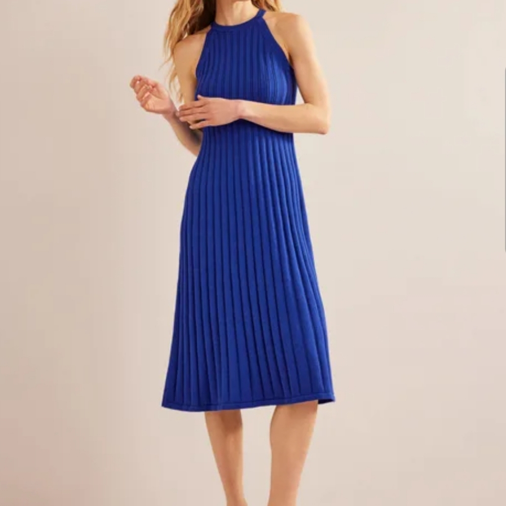 Boden Sleeveless Knitted Blue Midi Dress Size 16-18